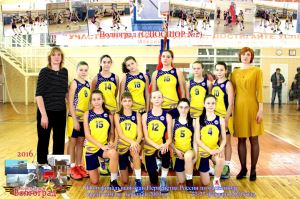 Команда девушек по баскетболу 2003 года рождения муниципального учреждения дополнительного образования Специализированной детско-юношеской спортивной школы олимпийского резерва № 2 г. Волгограда 